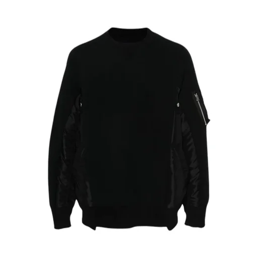 Sacai Long-Sleeved Panelled Crewneck Sweatshirt