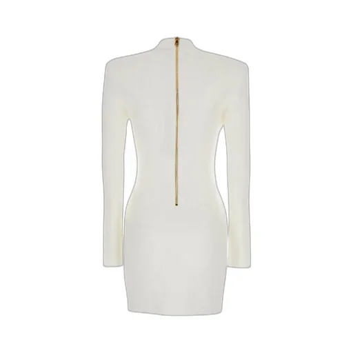 Short Knitted Dress With Gold Buttons
