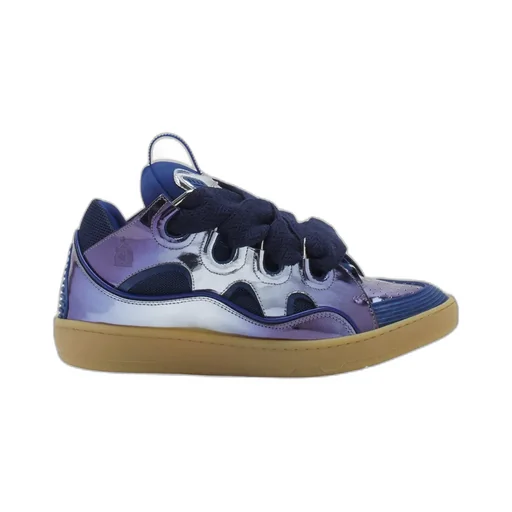 Metallic Leather Curb Sneakers