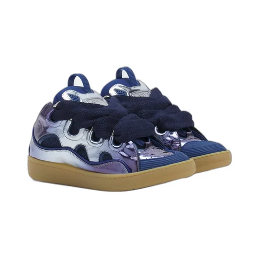 Metallic Leather Curb Sneakers