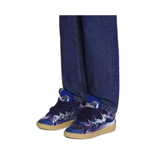 Metallic Leather Curb Sneakers