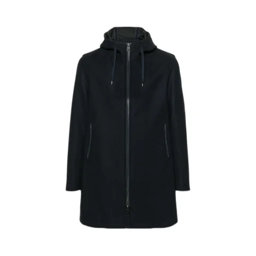 Herno Logo-Plaque Drawstring Hooded Coat