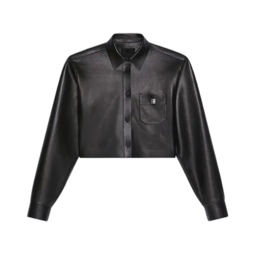 Cropped Shirt In Leather With 4G Detail