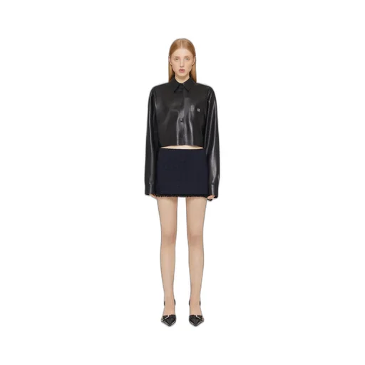 Cropped Shirt In Leather With 4G Detail