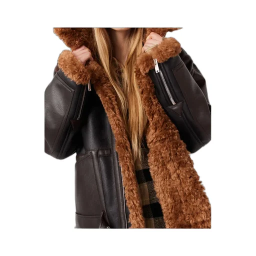 Stella Mccartney Plush Teddy Paneled Biker Jacket