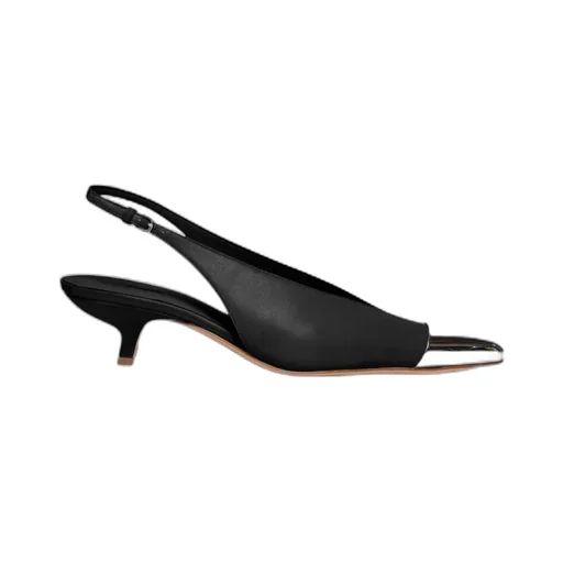 Metal Pointed Open-Heeled Shoes