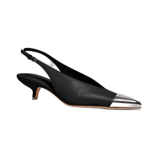 Metal Pointed Open-Heeled Shoes