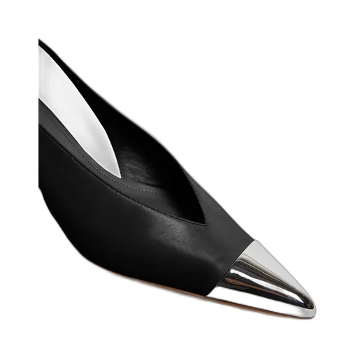 Metal Pointed Open-Heeled Shoes