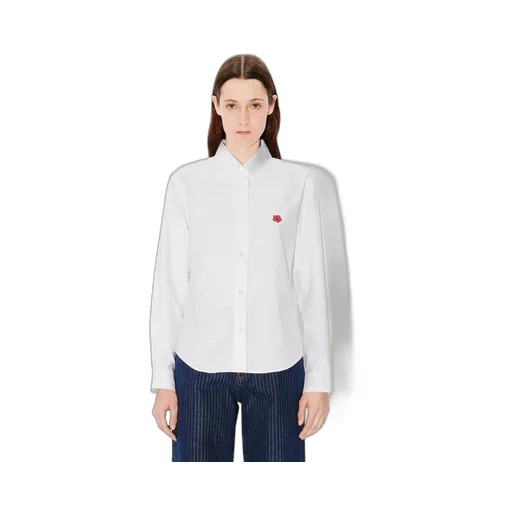 Kenzo Boke Flower Embroidered Curved Hem Shirt