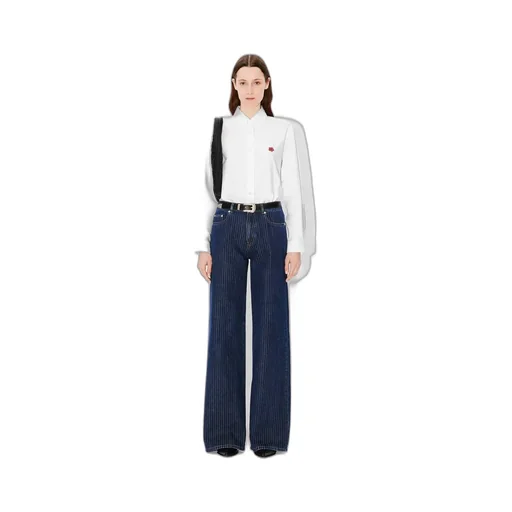 Kenzo Boke Flower Embroidered Curved Hem Shirt