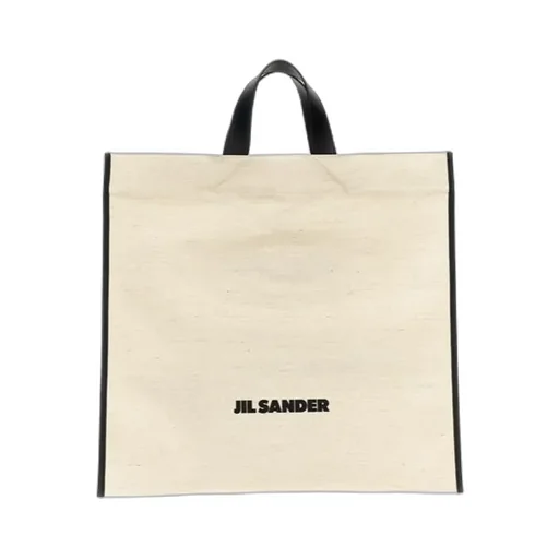 Jil Sander Logo Printed Border Book Tote Square Shopping Bag
