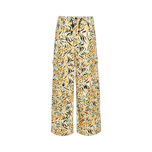 Orange And Green Printed Organic Poplin Hybrid Cargo Pants