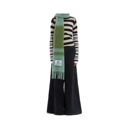 Marni Logo-Patch Fringed Scarf