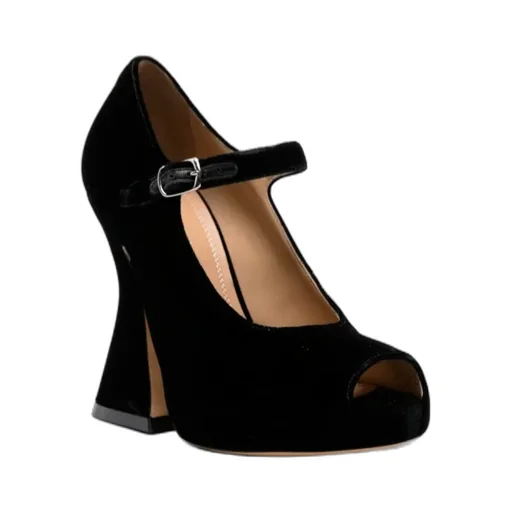 125Mm Velvet Peep-Toe Sandals