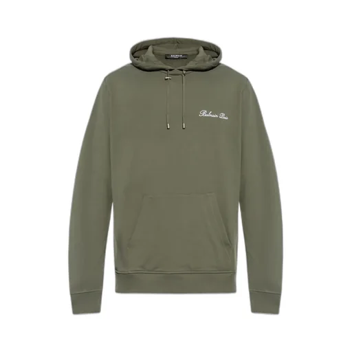 Balmain Logo Embroidered Drawstring Hoodie