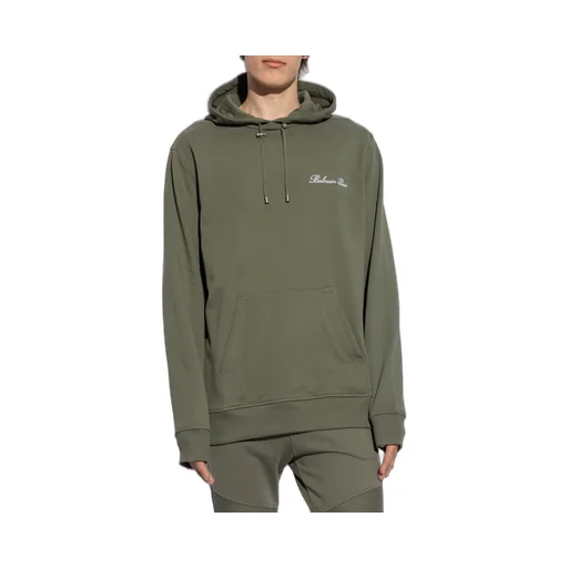 Balmain Logo Embroidered Drawstring Hoodie