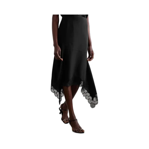Asymmetrical Lace Trimmed Skirt