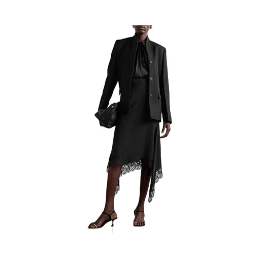 Asymmetrical Lace Trimmed Skirt