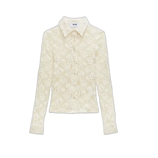 Msgm Floral Laced Semi-Sheer Shirt