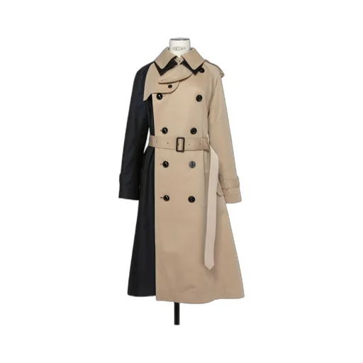 Sacai Two-Toned Double Breasted Belted Trench Coat