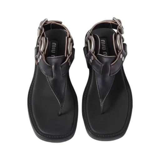 Bleached Leather Thong Sandals