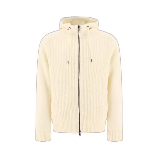 Herno Ribbed-Knit Zipped Hooded Drawstring Reversibile Jacket
