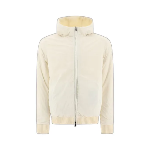 Herno Ribbed-Knit Zipped Hooded Drawstring Reversibile Jacket