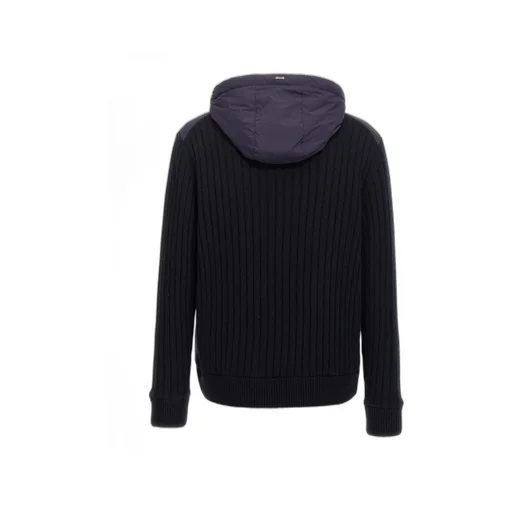 Herno Knitted-Panelled Zipped Hooded Jacket
