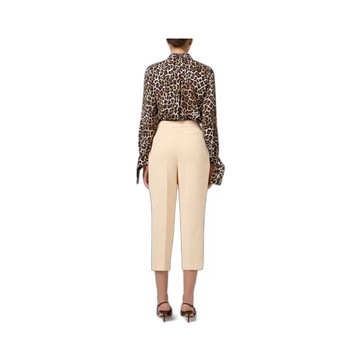 Elisabetta Franchi Ribbon Cuffs Animalier Printed Georgette Blouse