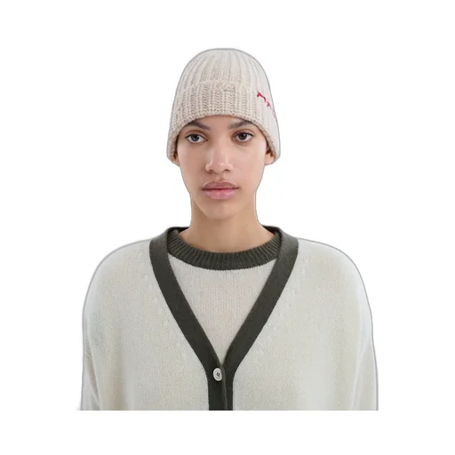 Marni Logo Embroidered Ribbed Knit Beanie