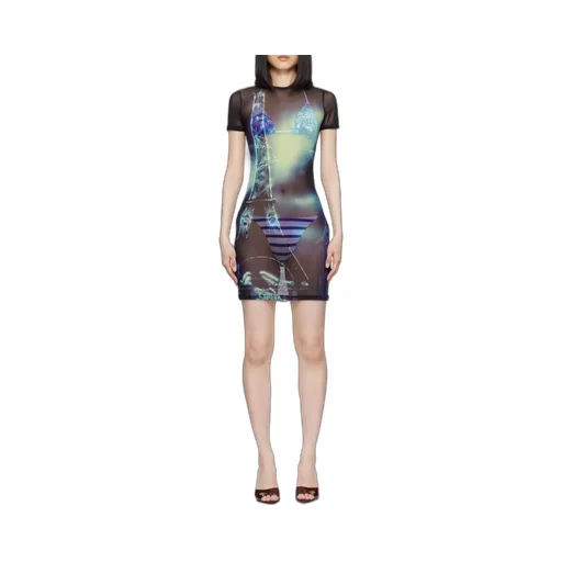 Pigalle-Print Mesh Mini Dress