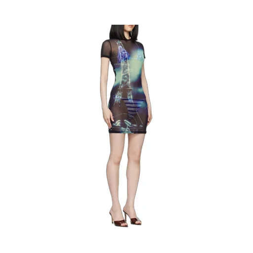Pigalle-Print Mesh Mini Dress