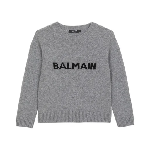 Balmain Kids Logo-Intarsia Crewneck Jumper