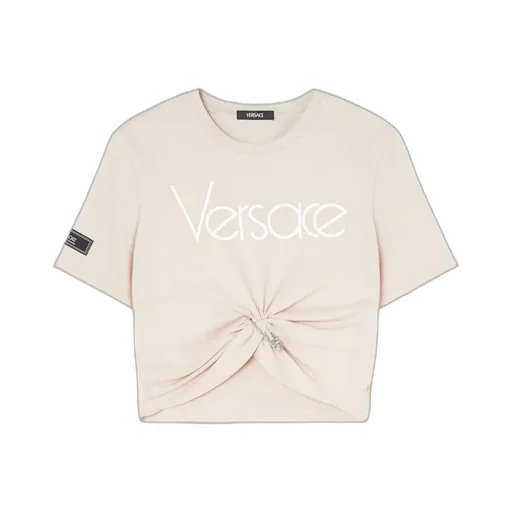 Versace Safety Pin Crewneck Cropped T-Shirt