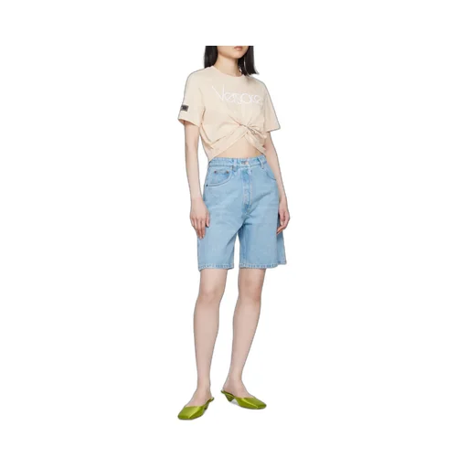 Versace Safety Pin Crewneck Cropped T-Shirt