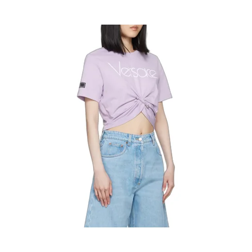 Versace Safety Pin Crewneck Cropped T-Shirt