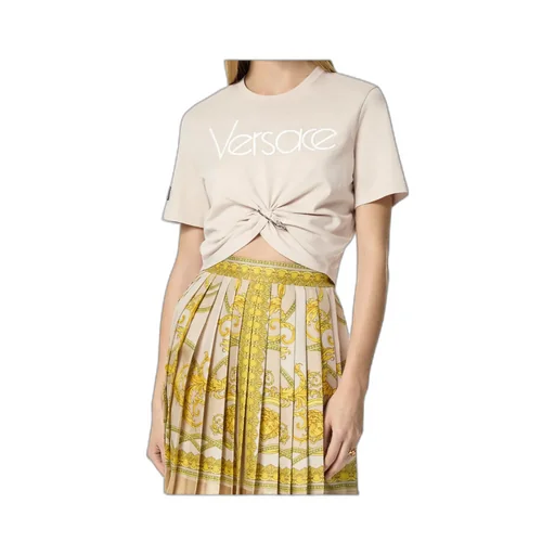Versace Safety Pin Crewneck Cropped T-Shirt