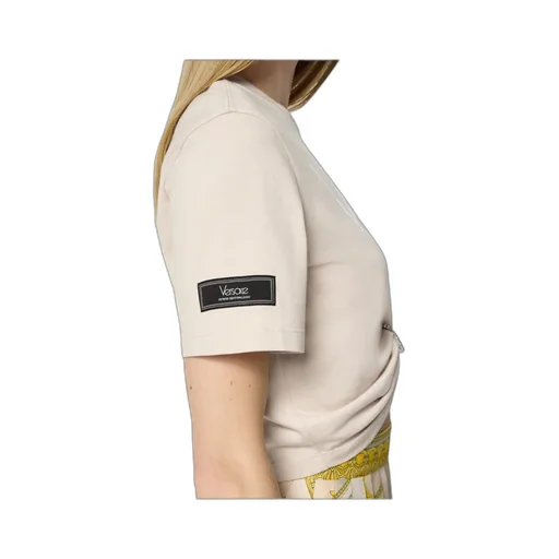 Versace Safety Pin Crewneck Cropped T-Shirt