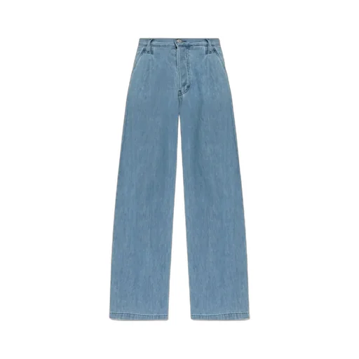Dries Van Noten Logo Patch Wide Leg Jeans