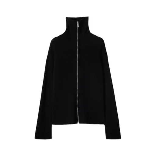 Burberry Ribbed-Knit Zip-Up Cardigan