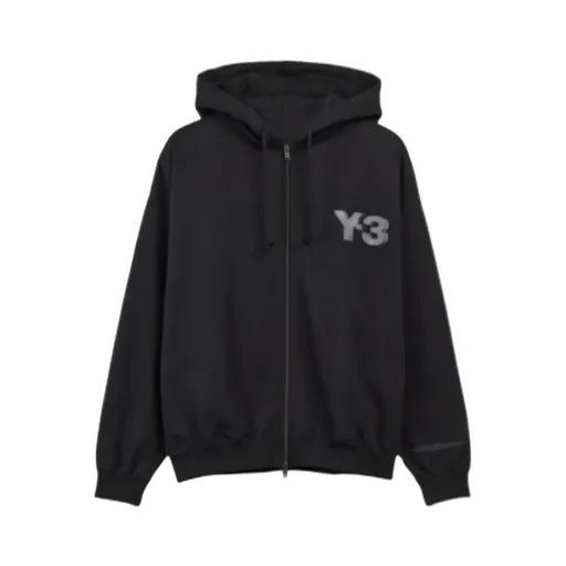 Y-3 Logo Printed Zip-Up Hoodie