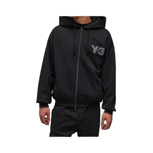 Y-3 Logo Printed Zip-Up Hoodie