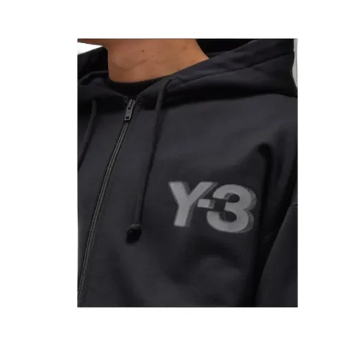 Y-3 Logo Printed Zip-Up Hoodie
