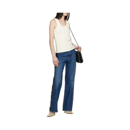 Stella Mccartney High-Waist Lace-Panelled Straight-Leg Jeans