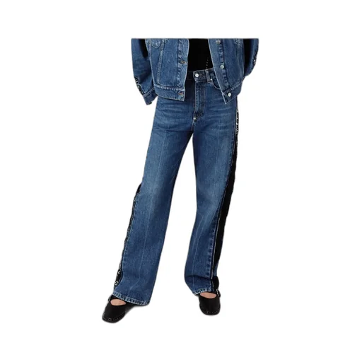 Stella Mccartney High-Waist Lace-Panelled Straight-Leg Jeans