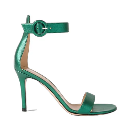 Round Head Metallic High-Heeled Sandals