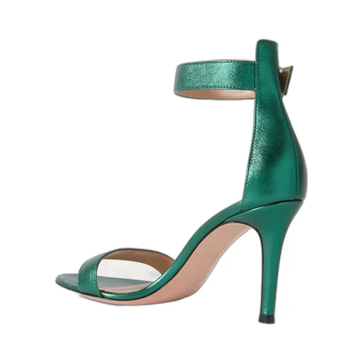 Round Head Metallic High-Heeled Sandals
