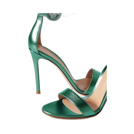 Round Head Metallic High-Heeled Sandals