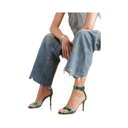 Round Head Metallic High-Heeled Sandals