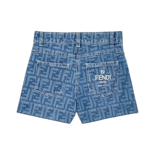 Fendi Kids Ff Motif Denim Shorts